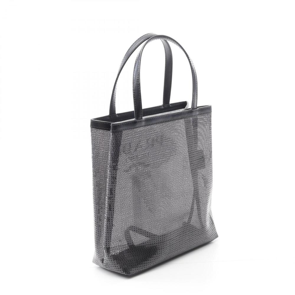 Prada RETE PAILLETTES Tote Bag Patent Vernis Leather Mesh Black
